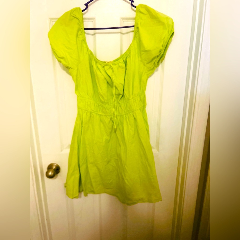Lime Green Puff Sleeve Top or Dress